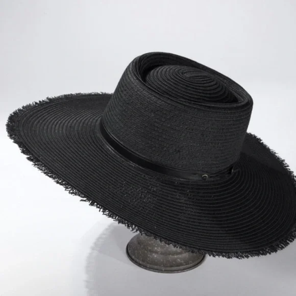 THE DAKOTA Stunning Boater Panama Straw Hat With Frayed Edges - Picture 4 of 9